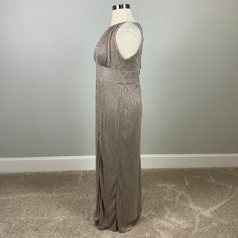 R&M Richards Metallic Halter Long Column Evening Gown Gold Size 18 Dress - Picture 6 of 12
